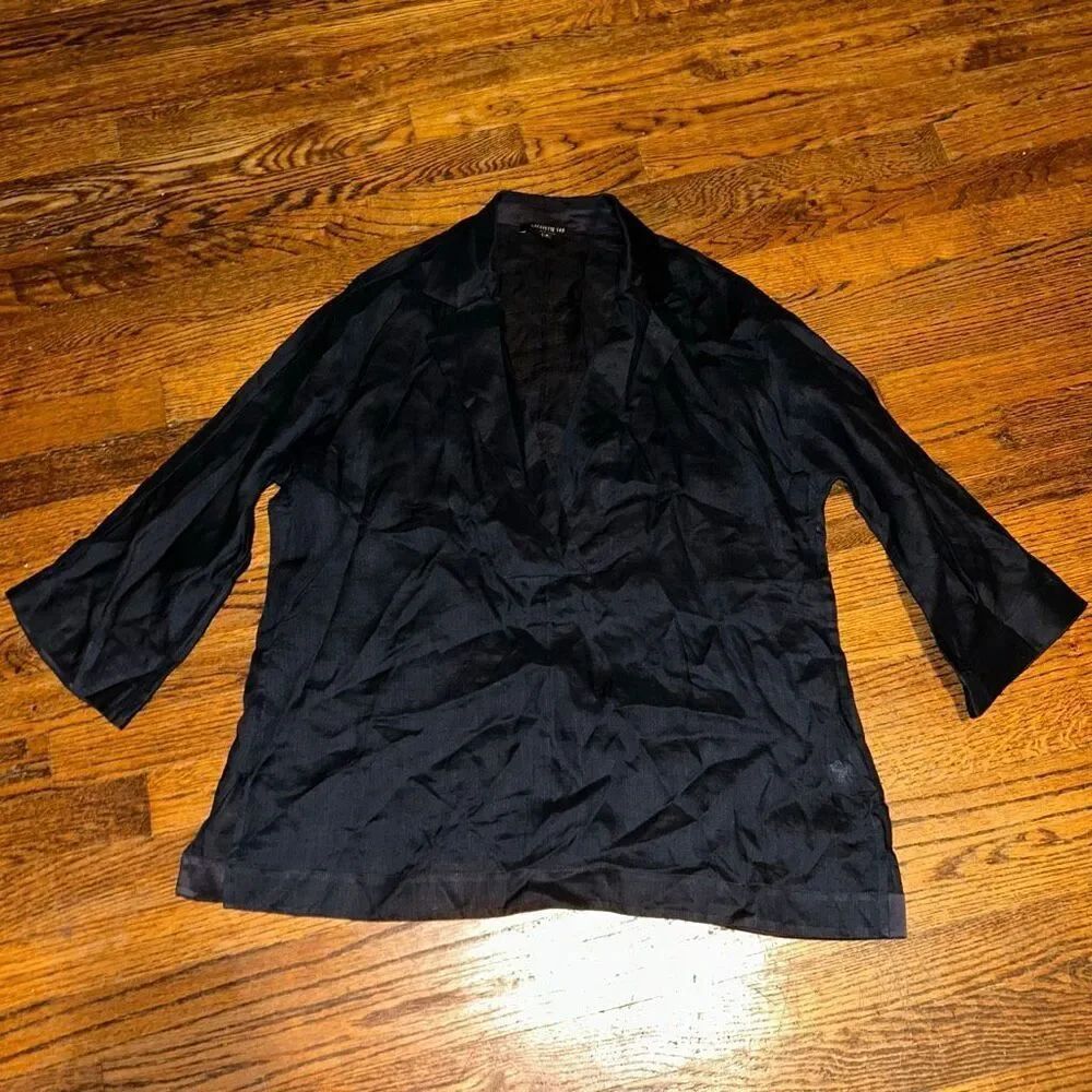 Lafayette 148 New York black V-neck blouse